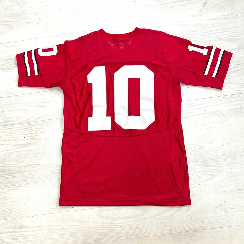 Nike Ohio State Buckeyes #10 V-Neck Mesh Jersey Size Medium In Red/White/Black - Picture 6 of 6